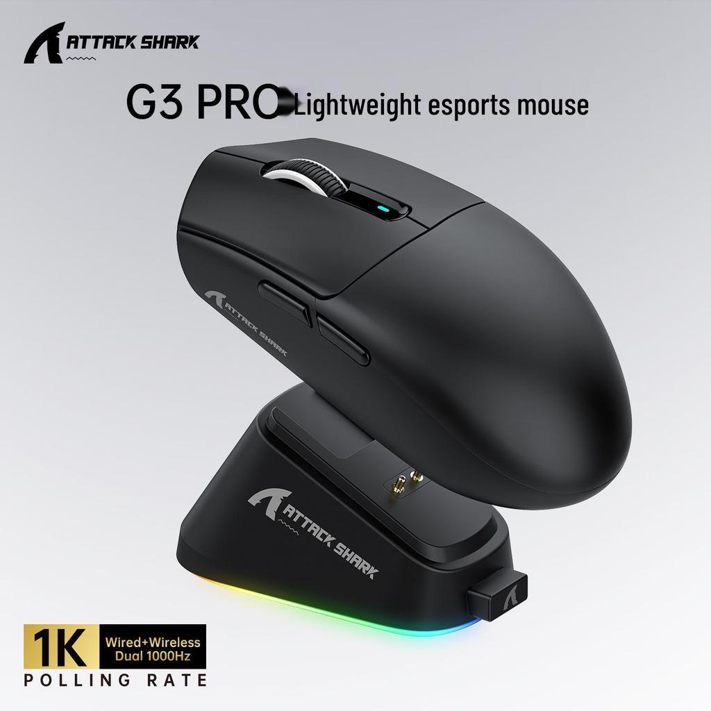 ATTACK SHARK G3PRO Kablosuz Hafif RGB Oyuncu Mouse'u Bluetooth ve Şarj Yuvası ile