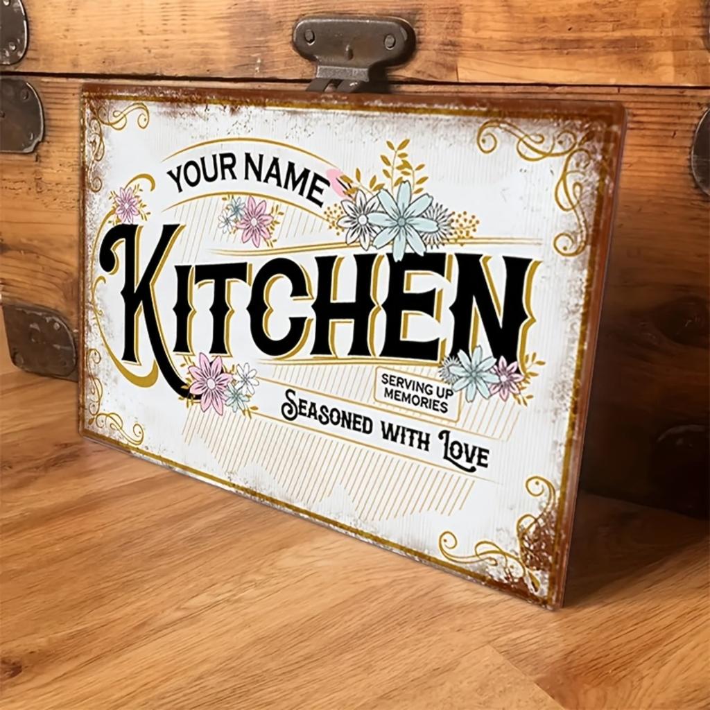 Custom Metal Tin Sign Floral Retro Kitchen Wall Art 30x20cm Home Decor