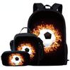Set Scolastico Tre Pezzi Zaino Borsa Portapenne Borsa Pranzo Zaino con Immagini Street Tide Pallacanestro Calcio Set Zaino