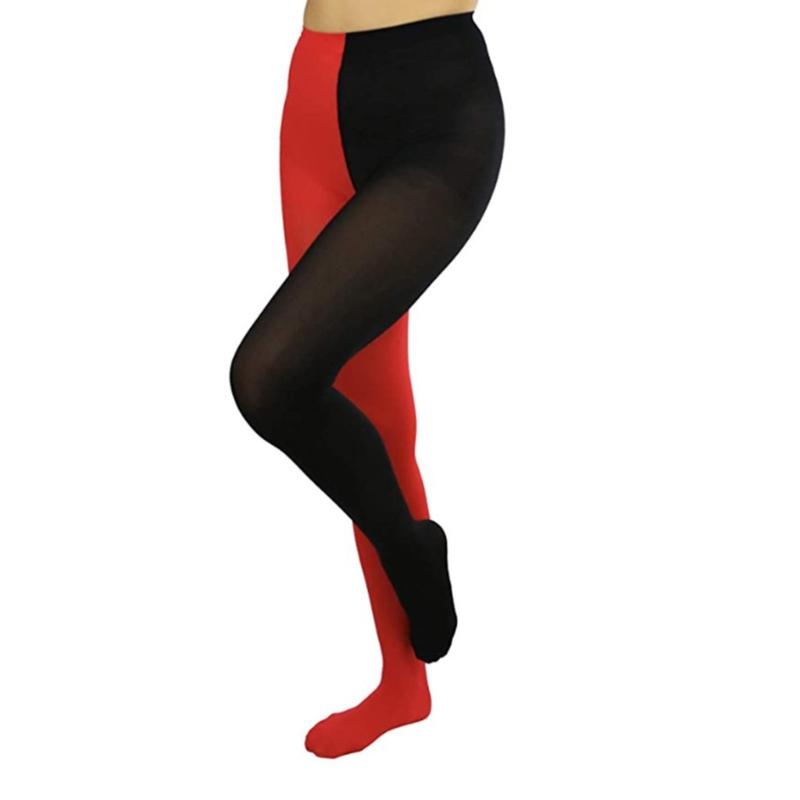 Two-Toned Tights Women Opaque Tights Footed Leggings High Waist Thigh High Stocking Christmas Party Cosplay Costume