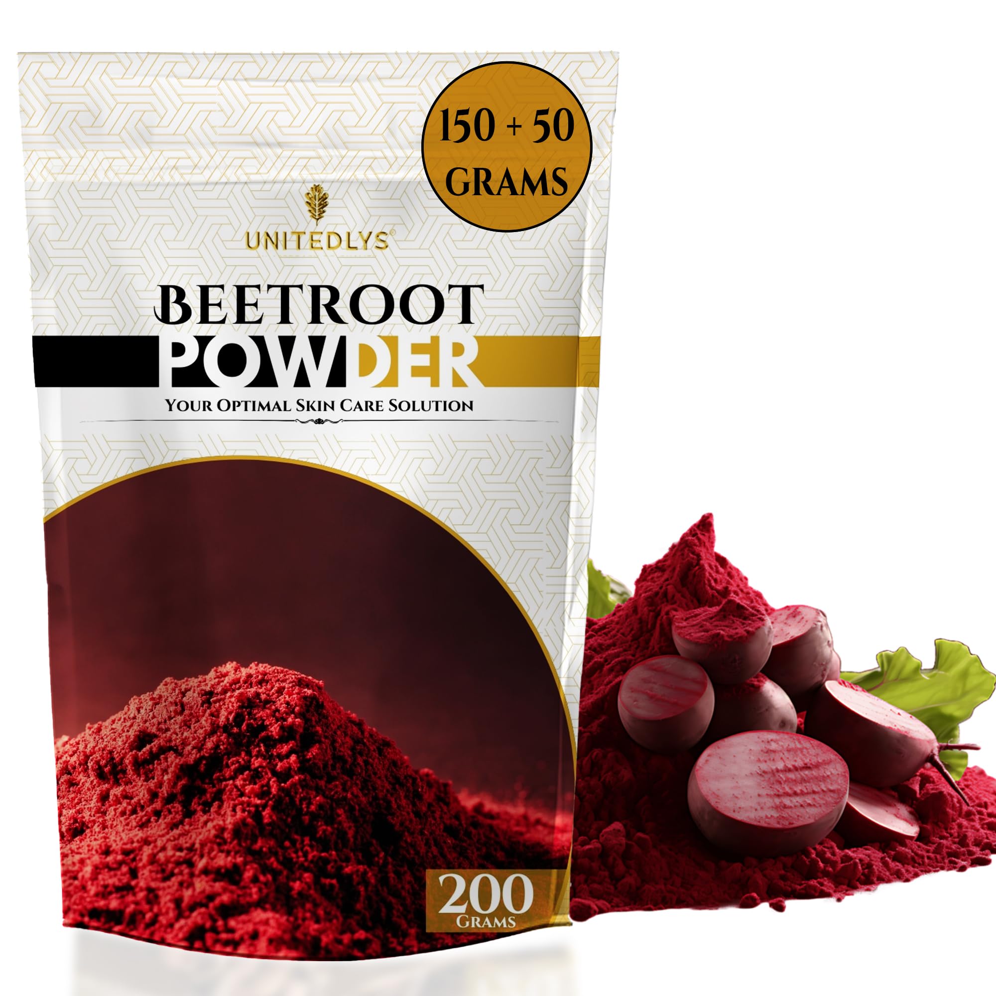 Unitedlys Organic Beetroot Powder for Face Pack 200G | Natural Antioxidants Beetroot Powder for Drinking, Post & Pre Workout | Beet Root Powder B