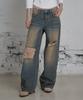 CURETTY C Vintage Destroyed Wide Denim Pants_Vintage