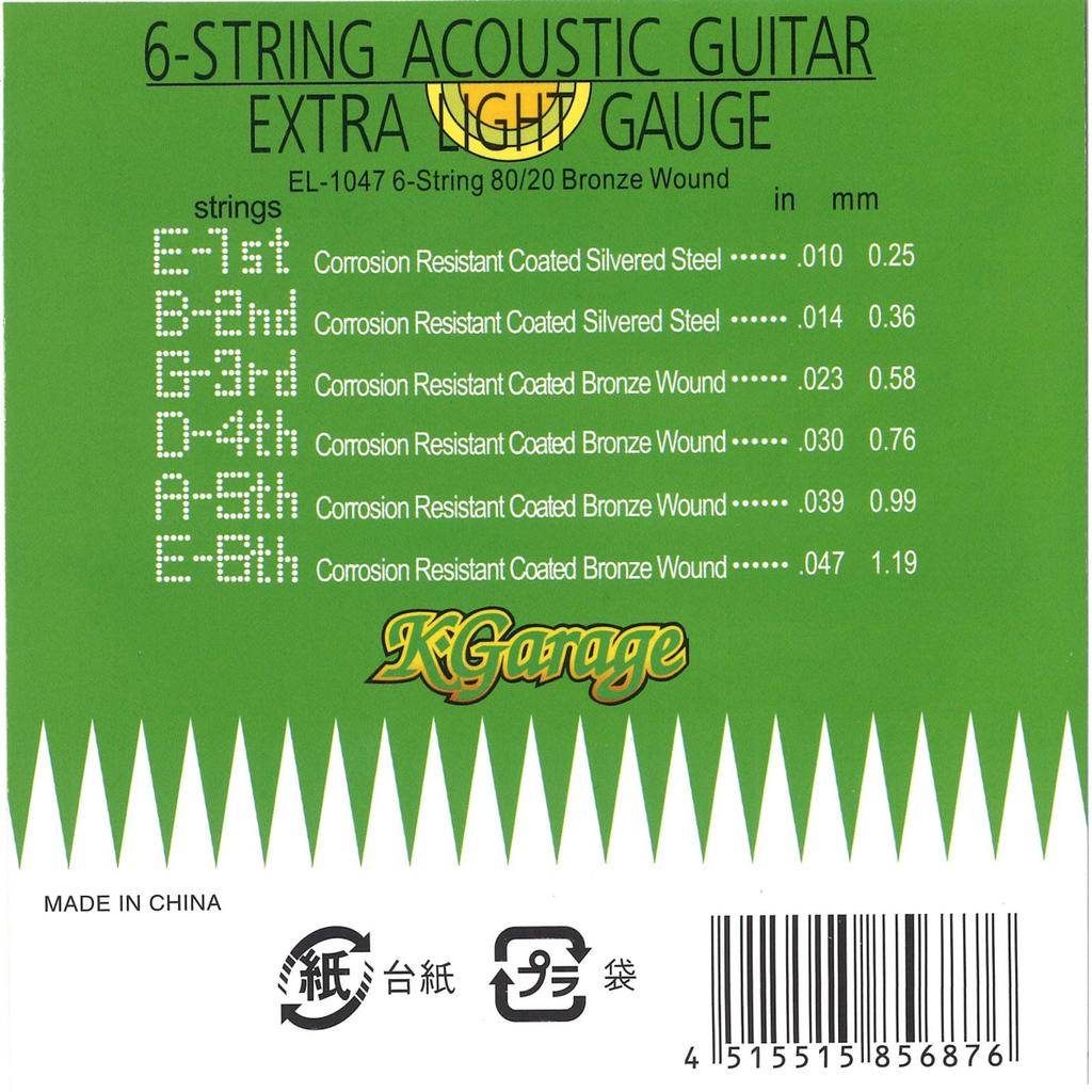 Acoustic Guitar String Extra Light Gauge K-GARAGE A/G 010-047