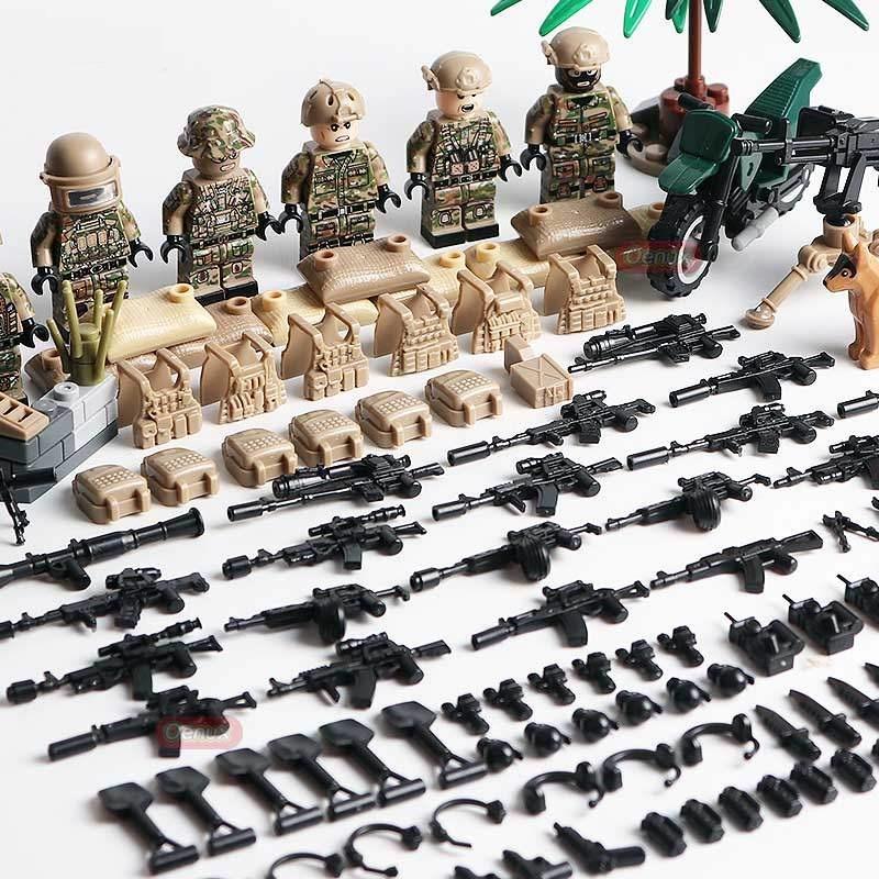 6ks/lots Ruská Alfa Moderní voják speciálních jednotek Minifigurky MOC SWAT Vojenské zbraně Stavebnice Hračky