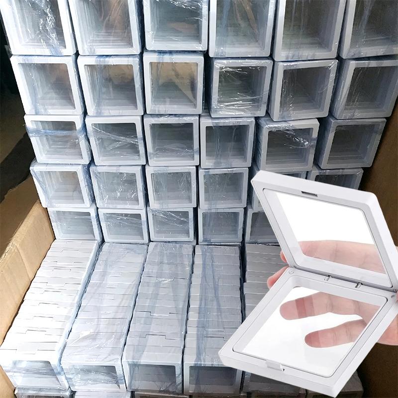 20pcs White Black Transparent Floating Display Box Plastic Film Jewelry Packaging Box Jewelry Necklace Ring Collect Storage Box