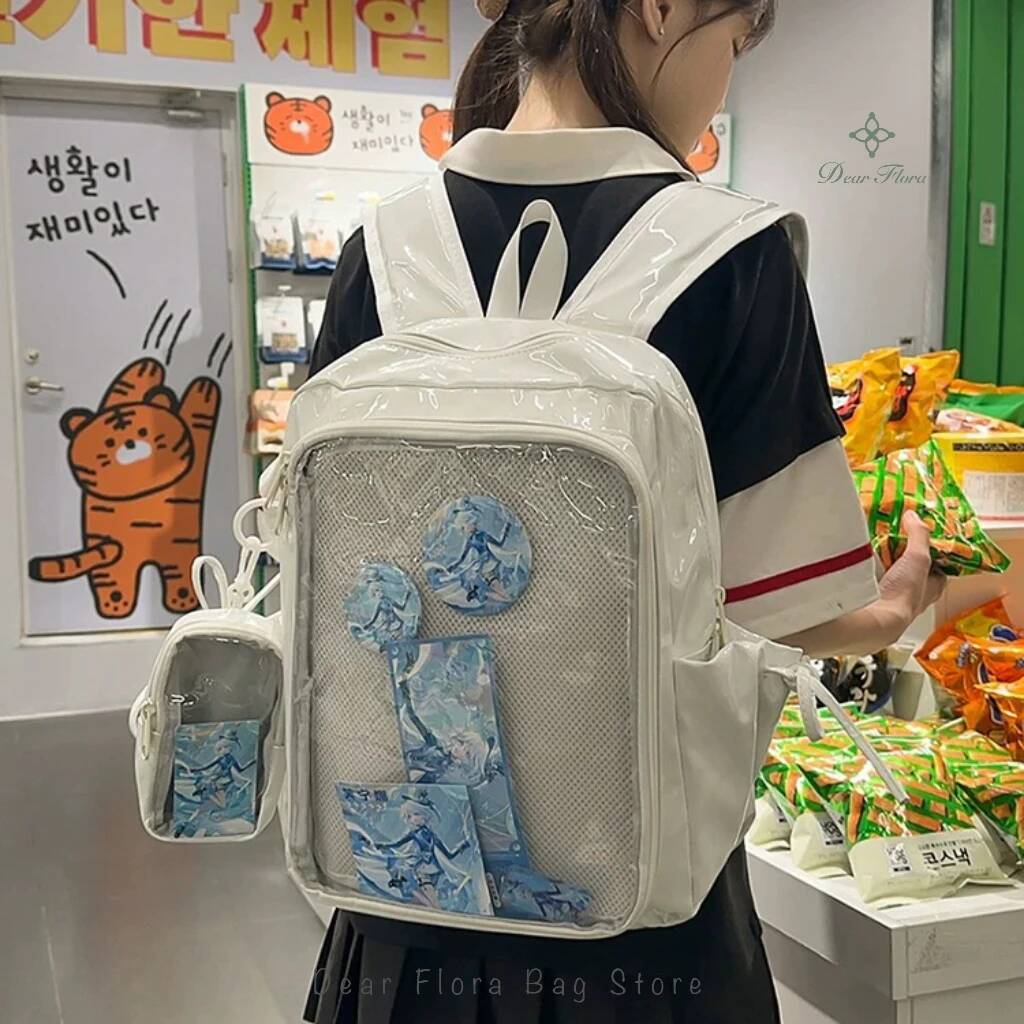 New Y2K Fashion Ita Backpack Students Large Capacity Knapsack Cute Girl Transparent DIY Display Rucksack Trendy Travel Schoolbag