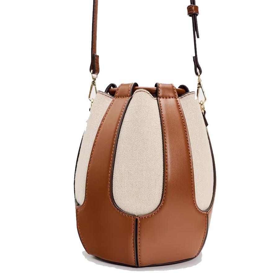 Fashion Canvas Bucket Bag Large Splicing Purses Handbags Luxury Shoulder Bag High Quality Crossbody Bags Women Commuter Tote Sac
