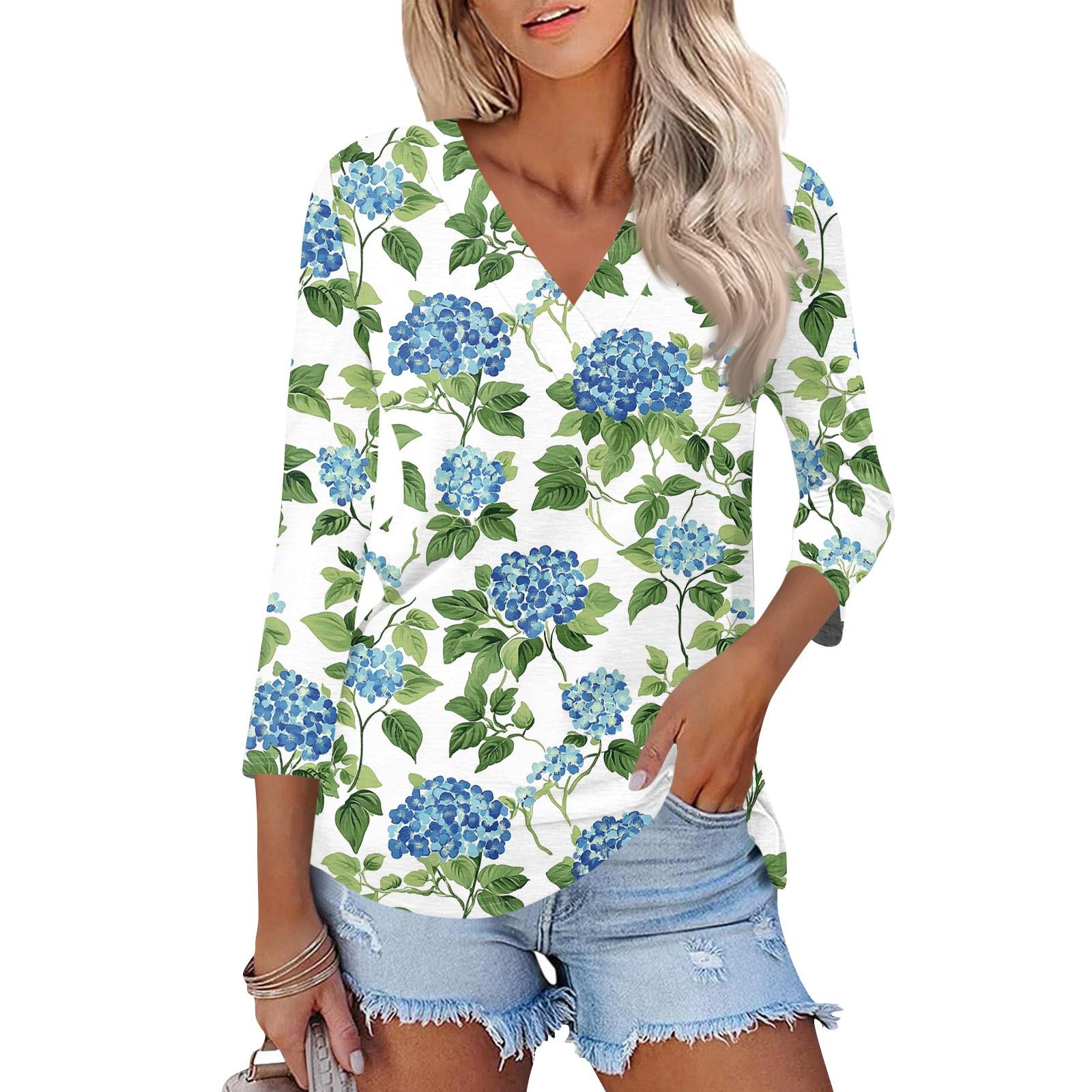 

Женские топы с рукавами 3/4 и V-образным вырезом, повседневные туники, базовые рубашки, блузки свободного кроя XXXL небесно-голубой