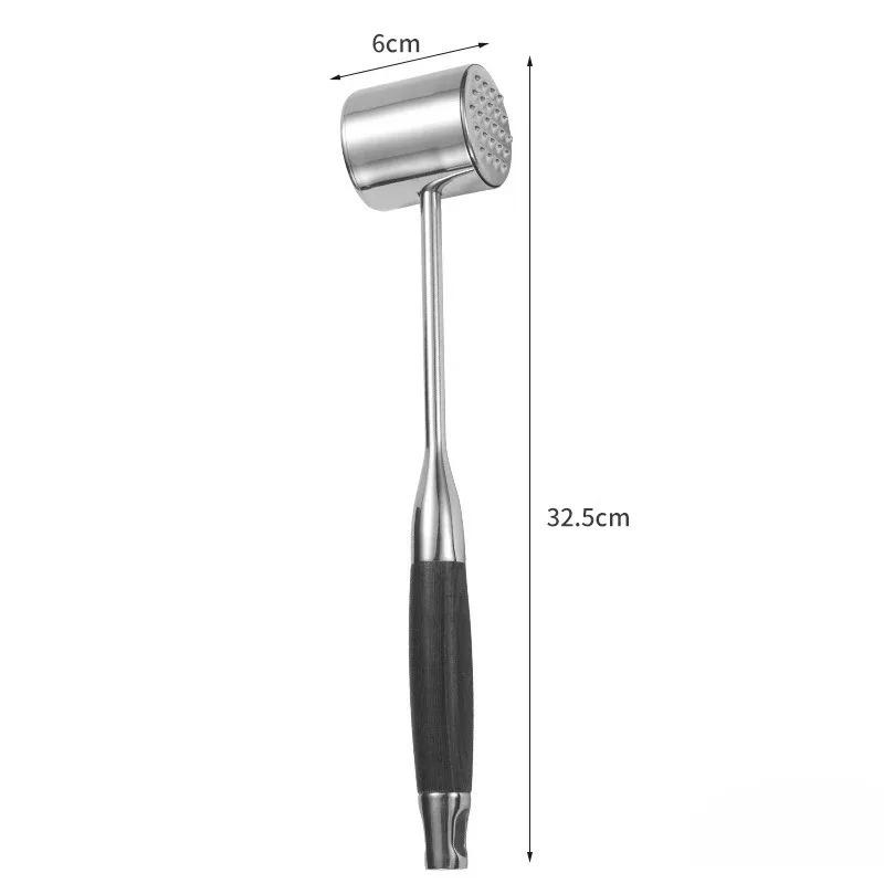 Wooden Handle 304 Stainless Steel Meat Hammer Steak Floss Potato Punching Machine Potato Press Clay Crusher Kitchen Tools