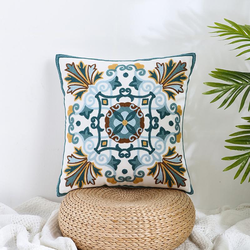 Ins Floral Embroidery Pillow Case Living Room Sofa Decoration Flower Bedroom Bedside Pillow