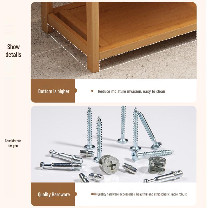 Bamboo Mid-Century Modern Kitchen & Hot Pot Serving Shelf