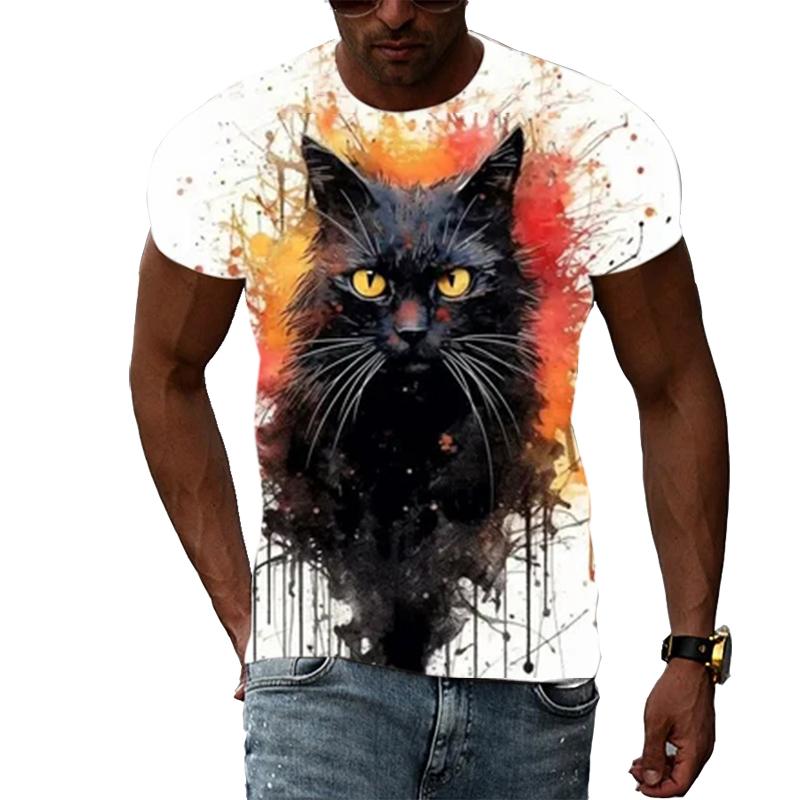 Mens Vibrant Scenic Print T-Shirt - Soft Polyester Crew Neck Tee with Slight Stretch, Machine Washable, All-Season Basics for Outdoor