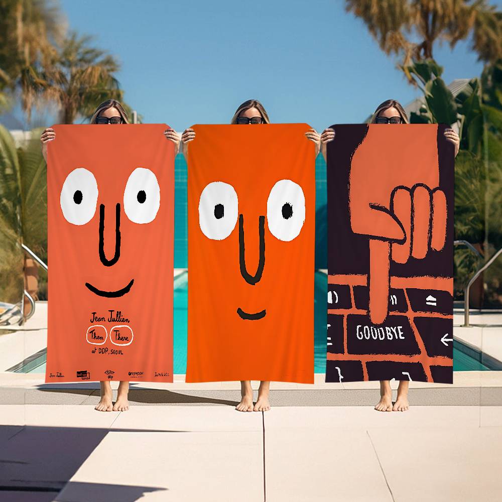 French Illustrator J-Jean Art Jullien Microfiber Blanket Quick Drying Beach Towels Oversized Printing Super Absorbent Pool