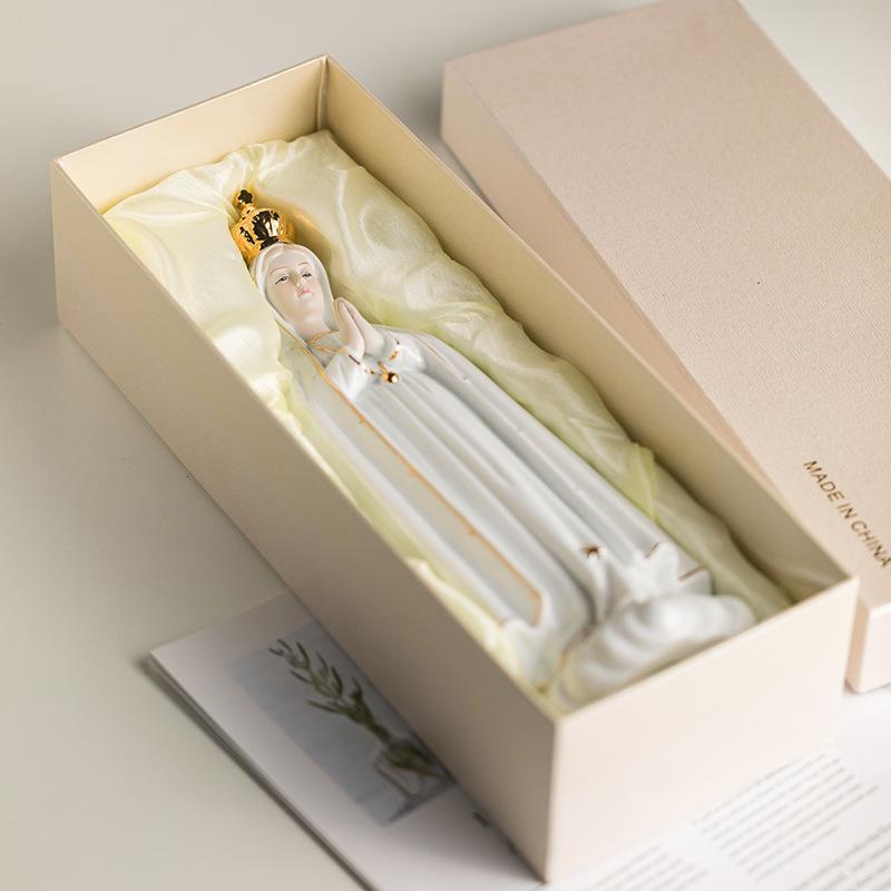 Our Lady of Fatima Ceramic Statue - Sacred Artifacts Home Decor Family Rose Church Holy Ornament