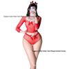 All-Over Rhinestone Christmas Mesh Lingerie Set with See-Through Plush Long Sleeve Top and Panties