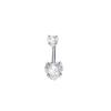 Heart Crystal Belly Button Rings Shiny Silver Stainless Steel Piercing Jewelry for Beach Holiday Accessories