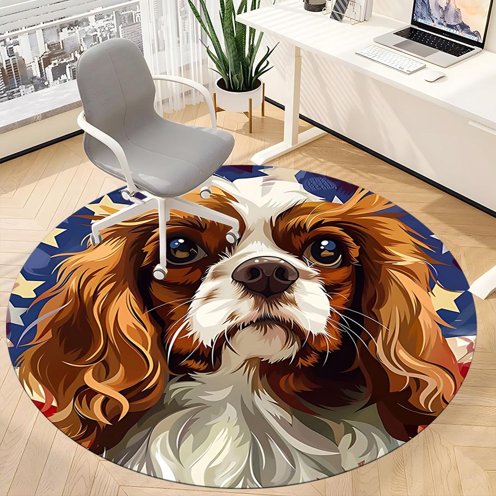 1PC Dog Stars Office Round Area Rug, Mat Suitable For Office, Under Office Chairs Bedroom Living Room Home Decor, Room Deco