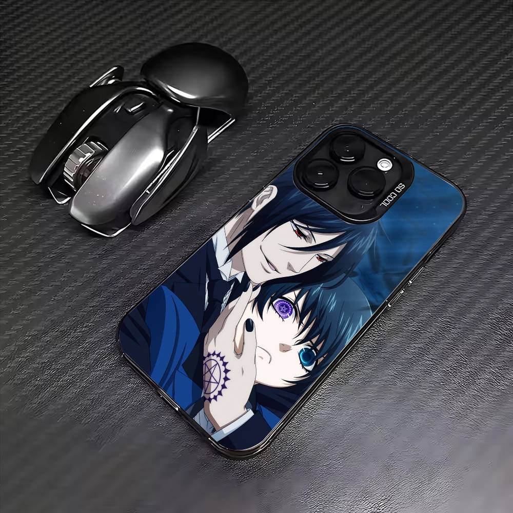 Anime B-Black Butler  Phone Case For iPhone17,16,15,14,13,12,11 Plus,Pro Max Colored Silver Plated Inside Cover