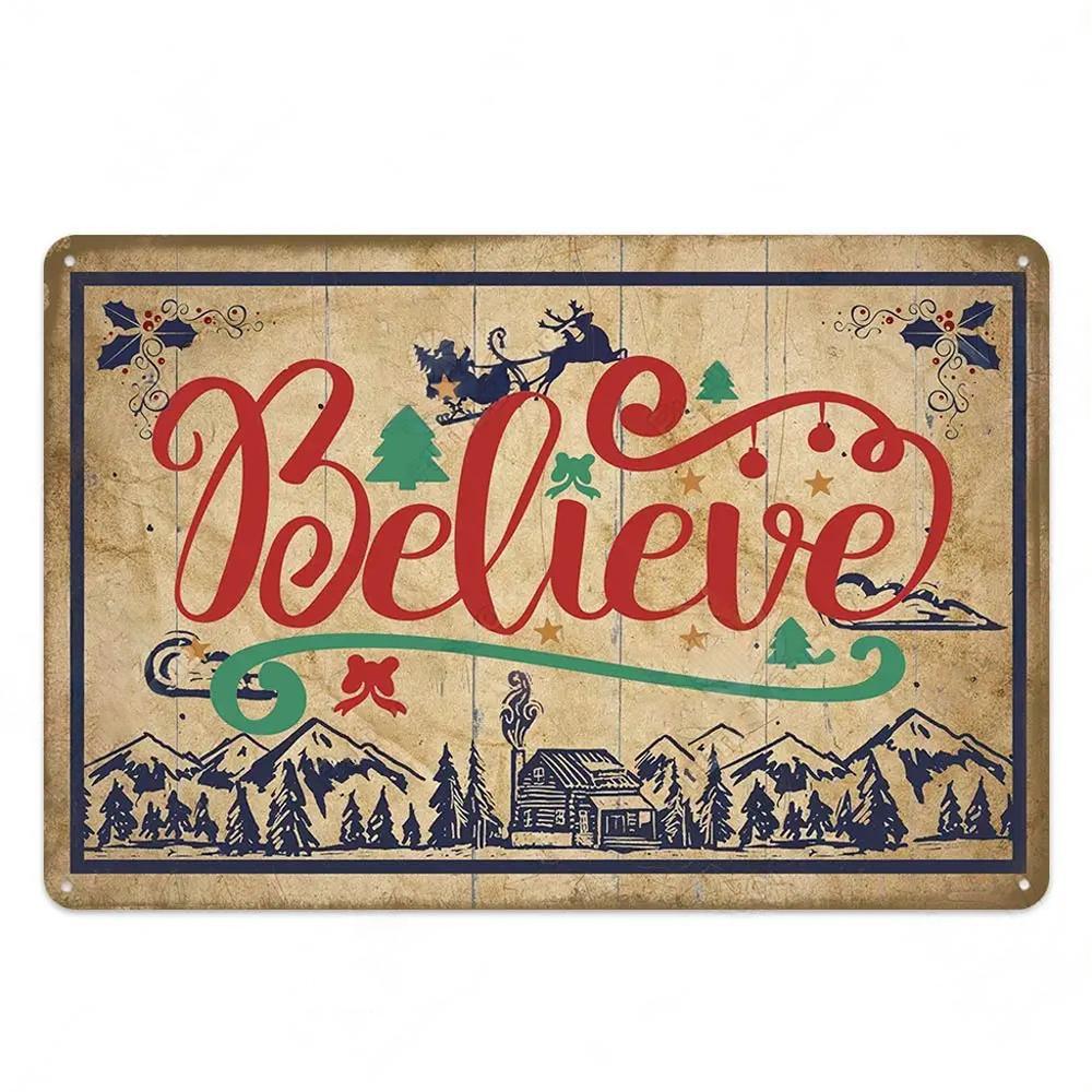 Vintage Tin Signs Merry Christmas Posters Decor Plaque Metal Plate Garden Wall Art Room Decoration New Years Gift