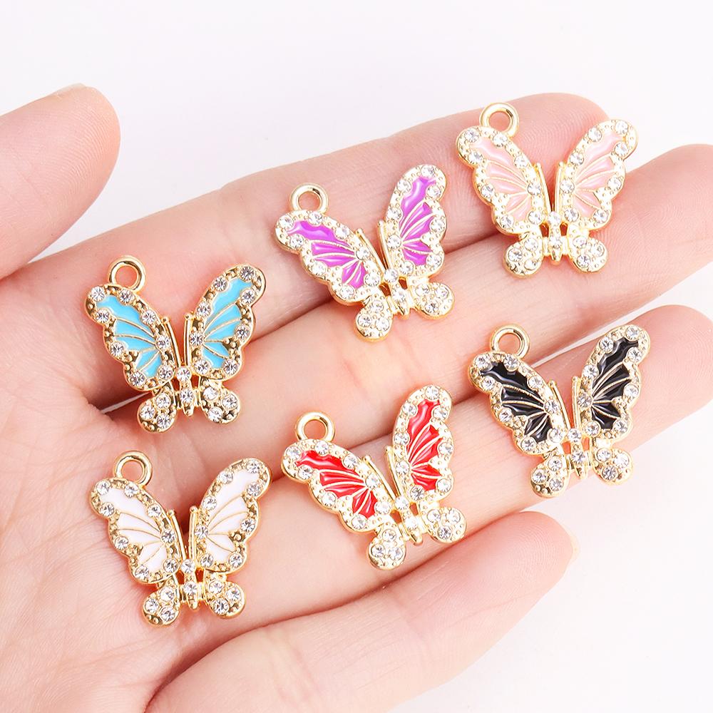 10Pcs 22*17mm Gold Colour Alloy Enamel Bee Pendant Oil Dripping Animal Charms for Jewelry Making DIY Necklace Earrings Accessory