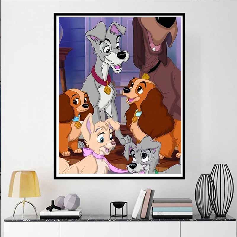 Disney Cartoon Diamond Painting Lady and The Tramp  Warm Family 5D DIY Art Cross Stitch Kit Mosaic Embroidery Home Decor Gift