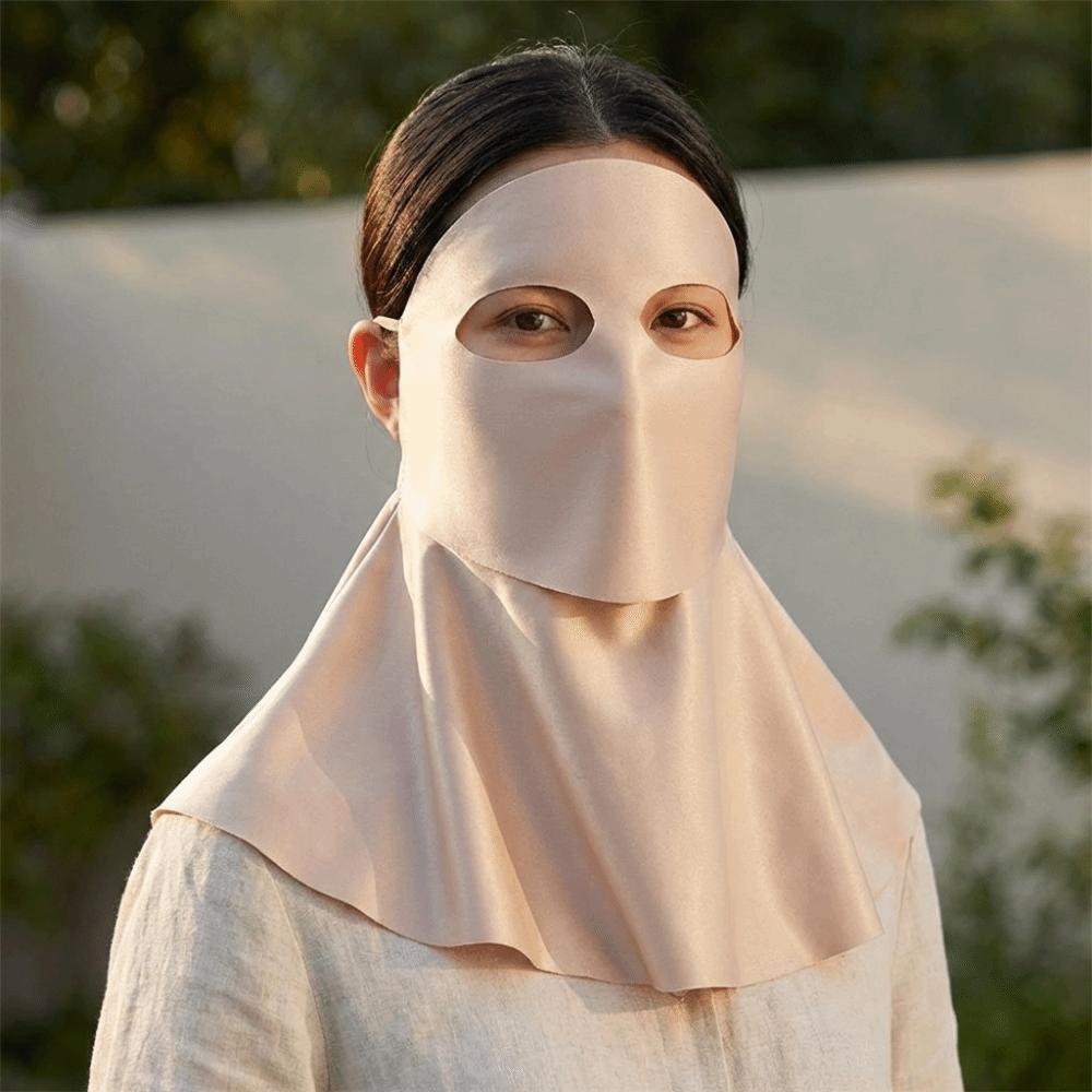 Sun Protection Sunscreen Mask Solid Color Neck Wrap Breathable Ice Silk Face Veil  Summer