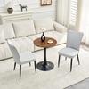 Table and Chair Set. Round 60 Cm Side Table Made of MDF, Diameter 60 Cm, with Black Support Foot and 2 Light Grey PU Dining Chairs.