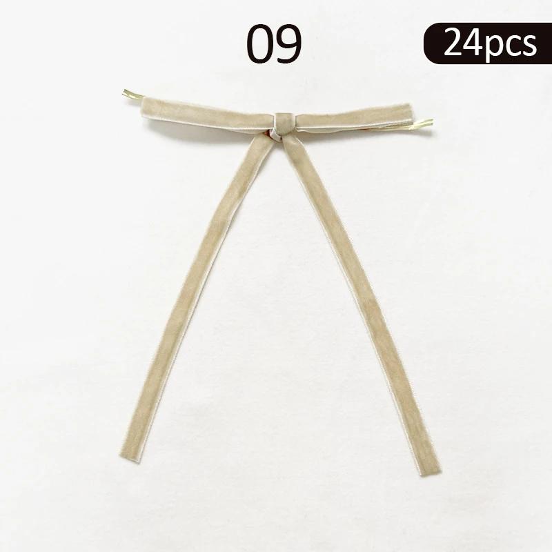 24pcs Velvet Bow Christmas Ribbon Decoration for Xmas Home Decor Tree Wreaths Gift Wrapping DIY Crafts Festive  2025 New Year