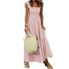 Elegant Plaid Slip Maxi Long Dress Summer Women Strapless Ruffle Backless Pleated Elastic Waist Boho Party Swing Loose Dresses