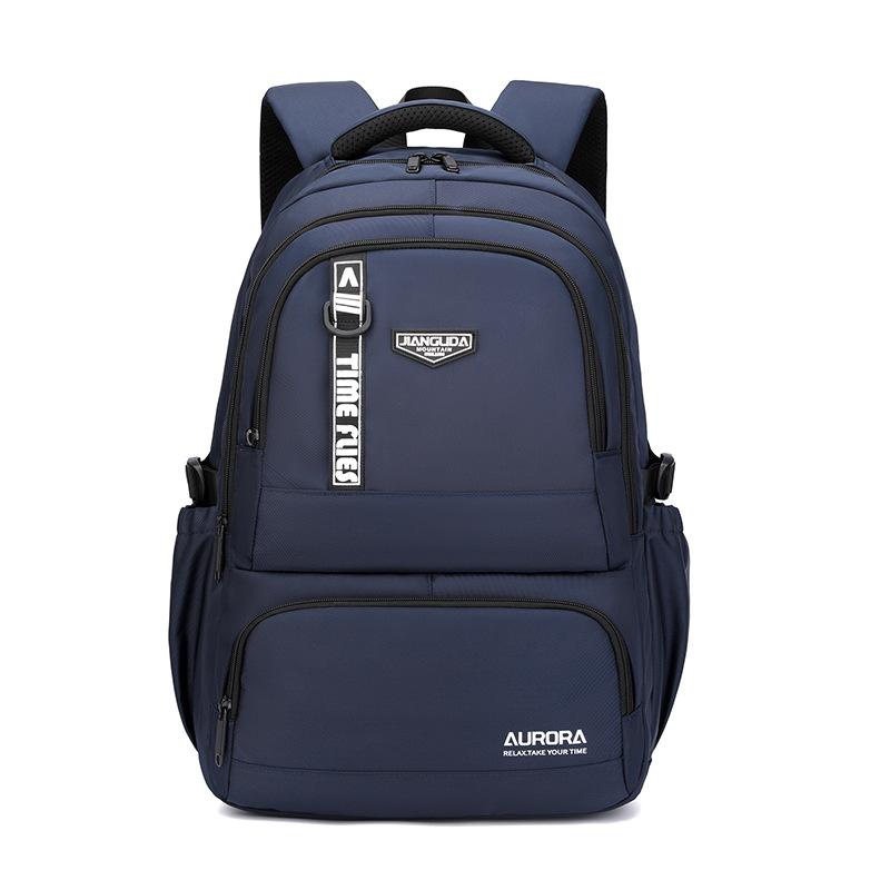 New Casual Large Capacity Multi-compartment Men's Backpack Simple Solid Color Primary School Students School Bag Lightweight Nylon Waterproof Rucksack