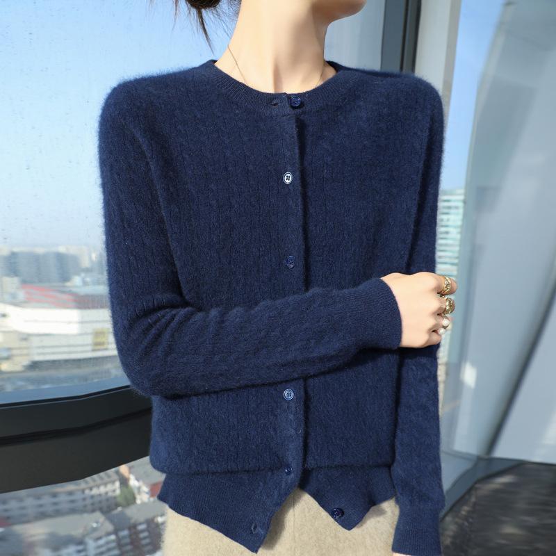 DAFIFY Women's Fashion Casual Fall Winter Solid Color Print Long Sleeve O-Neck Sweaters