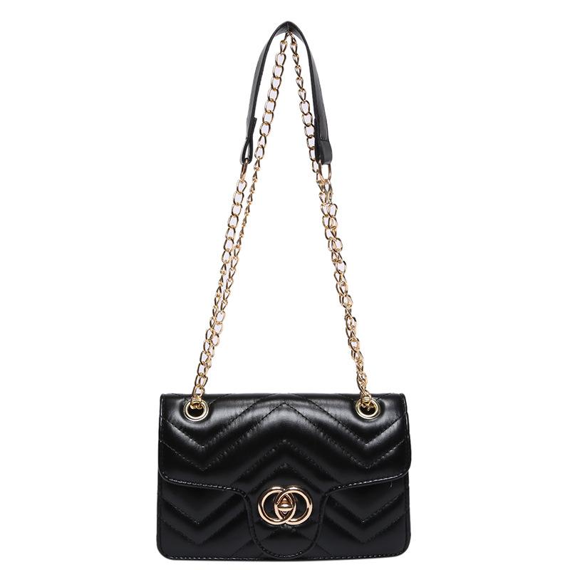 

Модная сумка-мессенджер с цепочкой для женщин 2024 года, новая текстура, сумка на плечо, замок с алмазной вышивкой, маленькая квадратная сумка чёрный