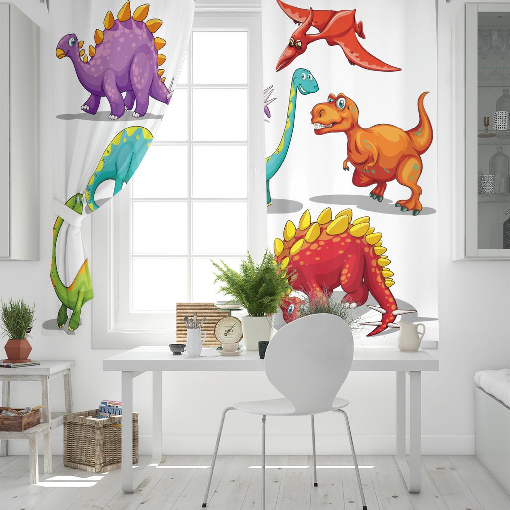 Dinosaur Cartoon Window Curtains Curtains for Living Room Decorative Items Living Room