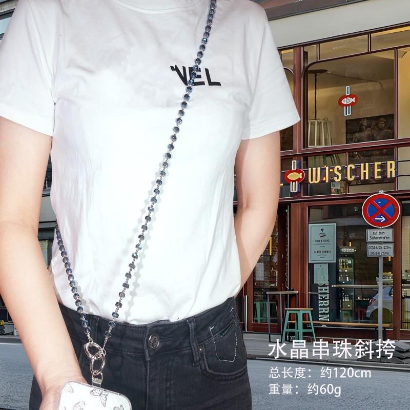120cm Crystal Beads Crossbody Lanyard Long Cord Necklace Chain Glitter Strap Anti-lost Universal Hanging CellPhone Cover Case