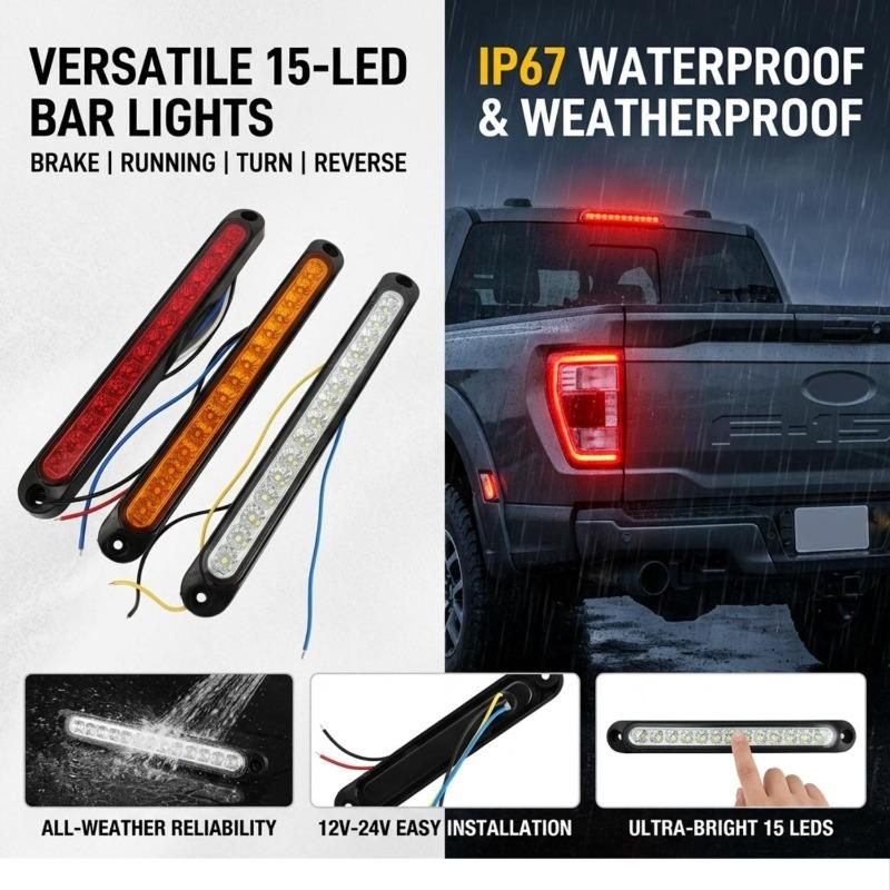15LED High Brightness Warning Lights Universal Tail Rear Lamp Turn Stop Brake Light for Trailer Lorry Pickup Truck Accessories