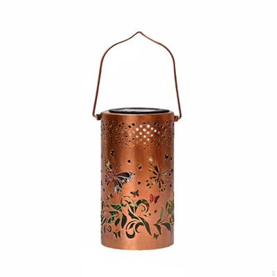 SunPowered Butterfly Lantern Decorative Cutout Pattern Solar Metal Outdoor Decor