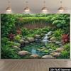 2D Lush Jungle Waterfall Backdrop with Lily Pads for Studio Photoshoot