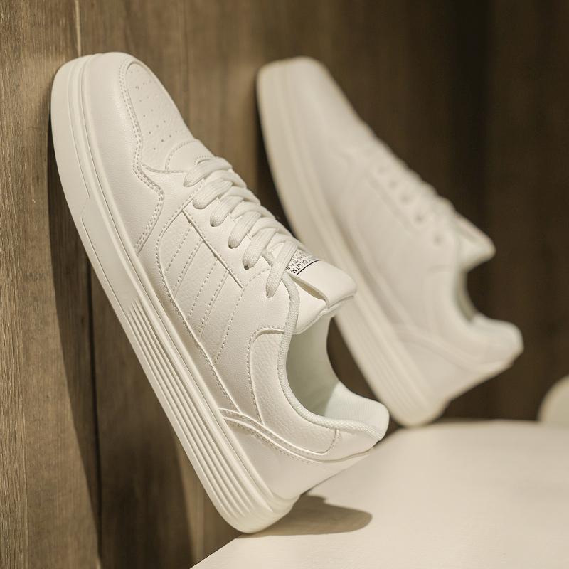 

White Trendy Shoes Men s Shoes Sports Casual White Board Shoes Men s Leather Soft Sole Height Increasing Versatile 39