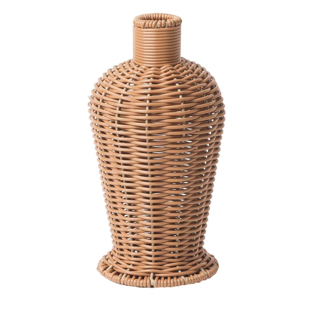 Farmhouses Vintage Faux Rattan Woven Flower Vase for Home Kitchen Imitation Wicker Florals Holder Container Table Decors