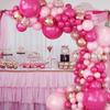Rose Red Maca Pink Metal Rose Gold Balloon Set Girl Birthday Wedding Engagement Baby Christening Decoration