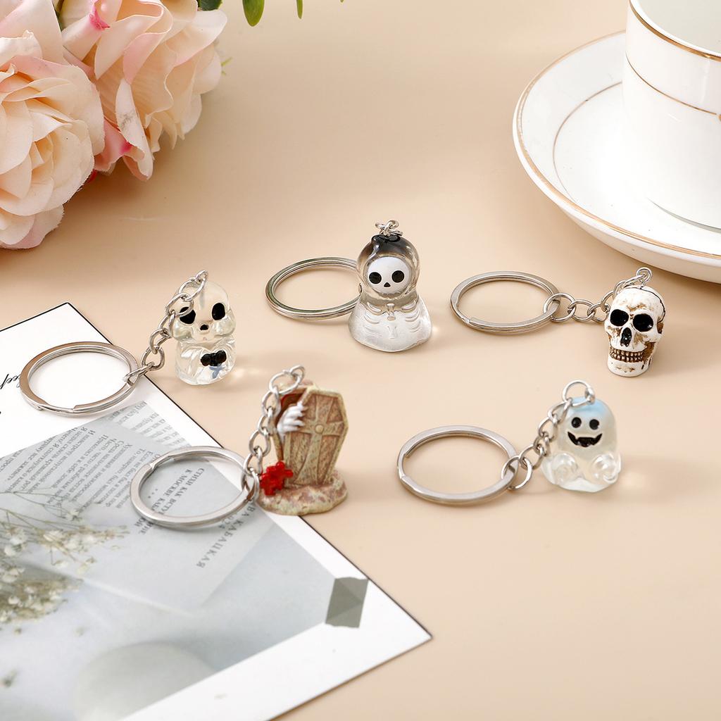 Cartoon Halloween Keychain Ghost Skull Key Ring Festival Decoration Pendant Couple Family Keychain Pendant