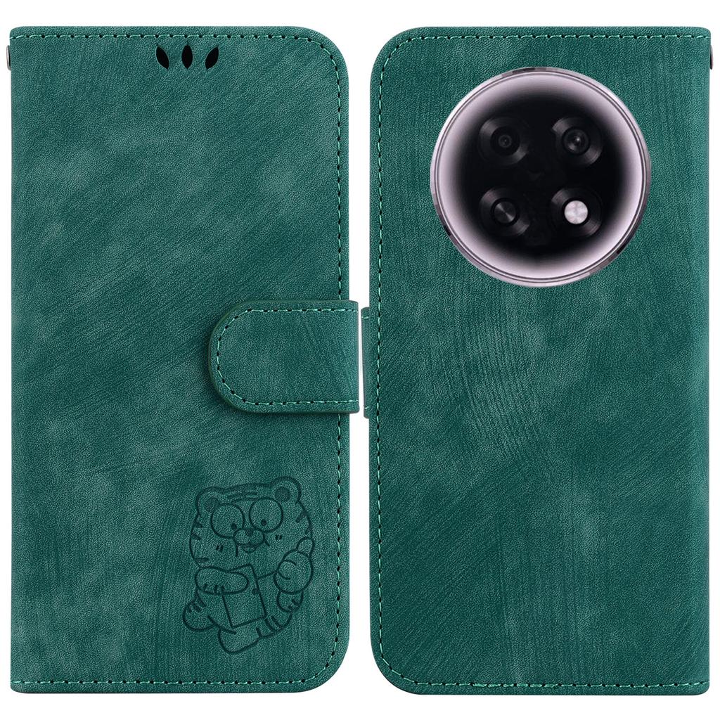For Oppo F31 Pro+ 5G/A6 GT 5G Wallet Case Tiger Imprint Leather Shockproof Phone Cover with Wrist Strap
