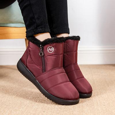 Fashion Women Classics Black Flat Heel Cotton Fabric Boots Autumn Winter Zippper Anti Slip Plush Ankle Boots Leisure Warm Snow Shoes