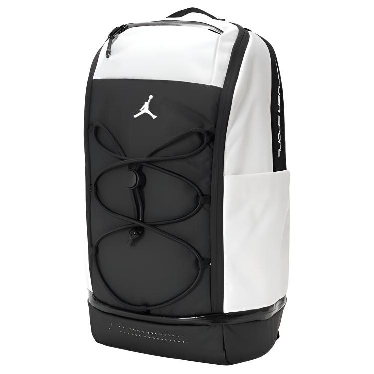 Jordan 32L Fashion Simple Zipper Closure Polyester Backpack Unisex backpack Black White JD2533003AD001