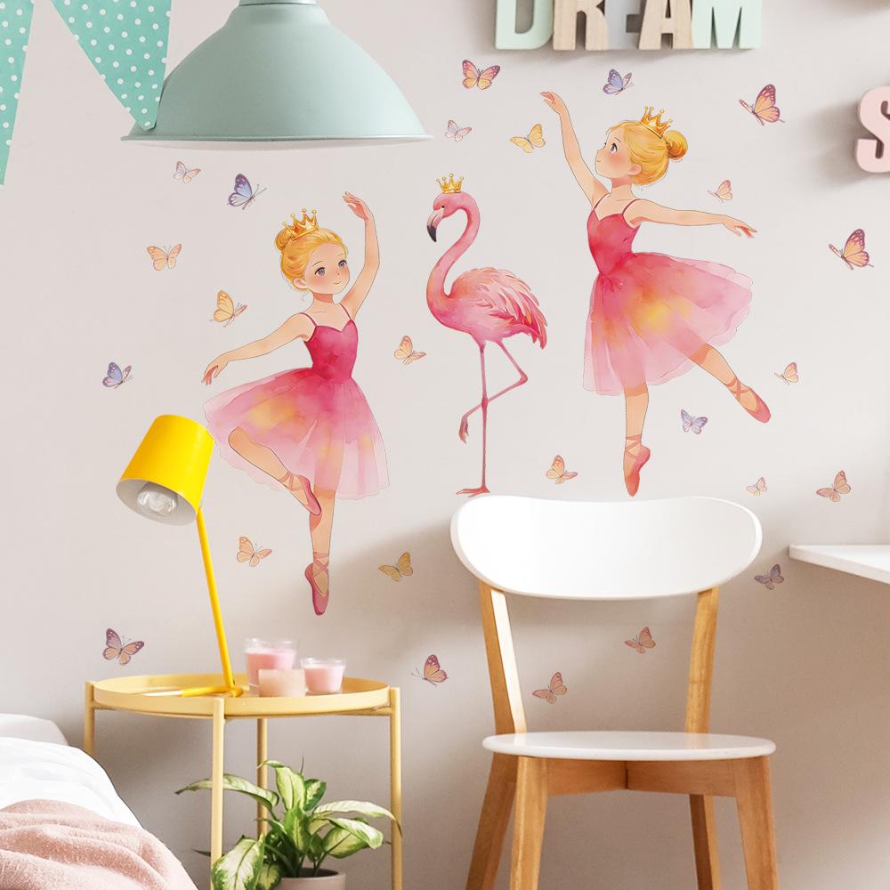 Ballet Dancer Girl Wall Sticker Self-Adhesive Removable for Bedroom Living Room Study Room Elegant Home Decor Art