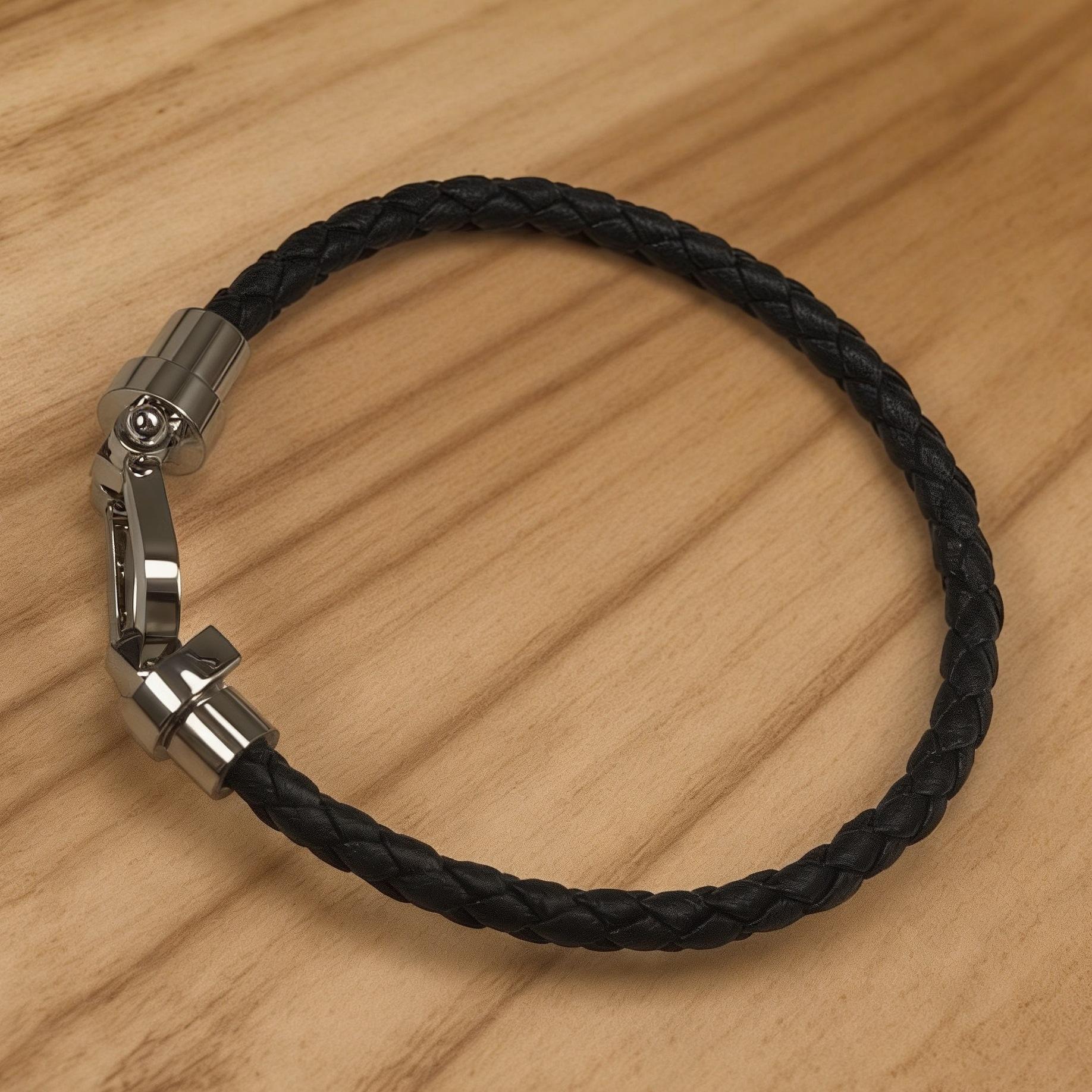 

European and American Fashion U-shaped Bracelet Multi-color Woven Leather Rope Magnet Buckle Horseshoe Bracelet Spot Personality Trend 2026 19cm