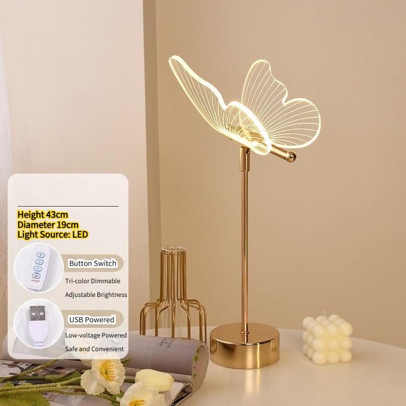 

Luxury Butterfly Decorative Table Lamp Artistic Atmosphere Lamp Night Light for Living Room/bedroom Festival Birthday Xmas Gift