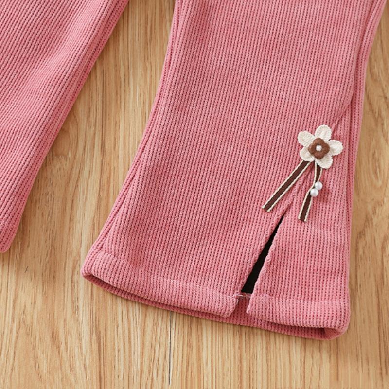 Kids Thicken Trousers Winter Clothes Warm Children's Bottom Corduroy Solid Color Girl's Winter Flare Pants For Baby Girls