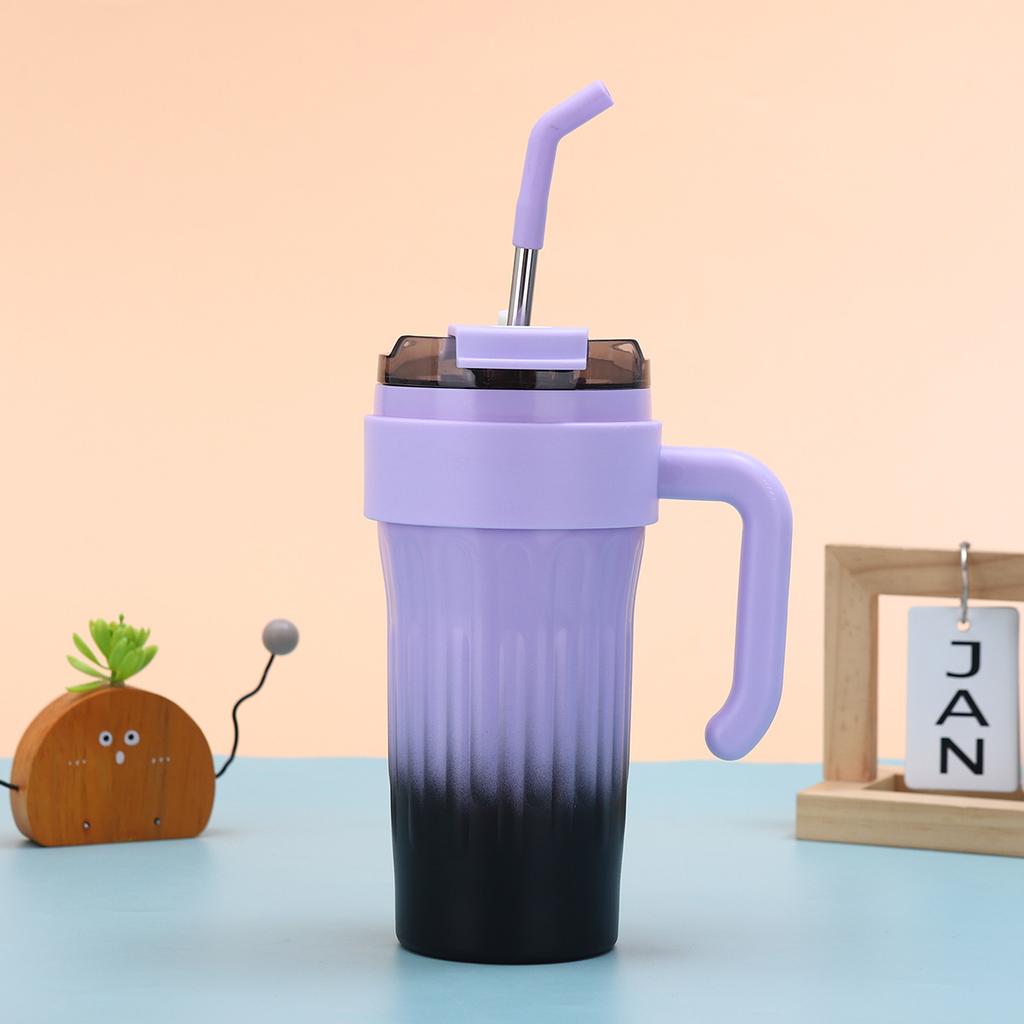 New Gradient Steel Thermos Cup Girls Handy Straw Cup Dopamine Strap Handle Car Cup Durable Durable Useful Useful