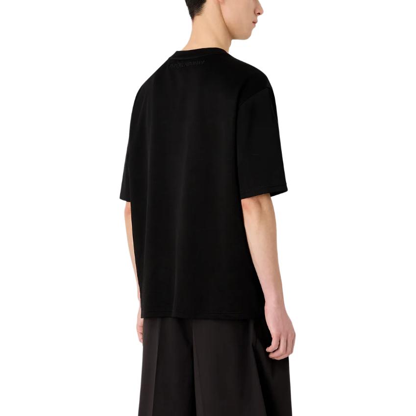 Emporio Armani Ss24 Letter Pattern Embroidered Crew Neck Short Sleeve T-Shirt Men Tops Black 3D1T6Q1-J6CZ1-0011